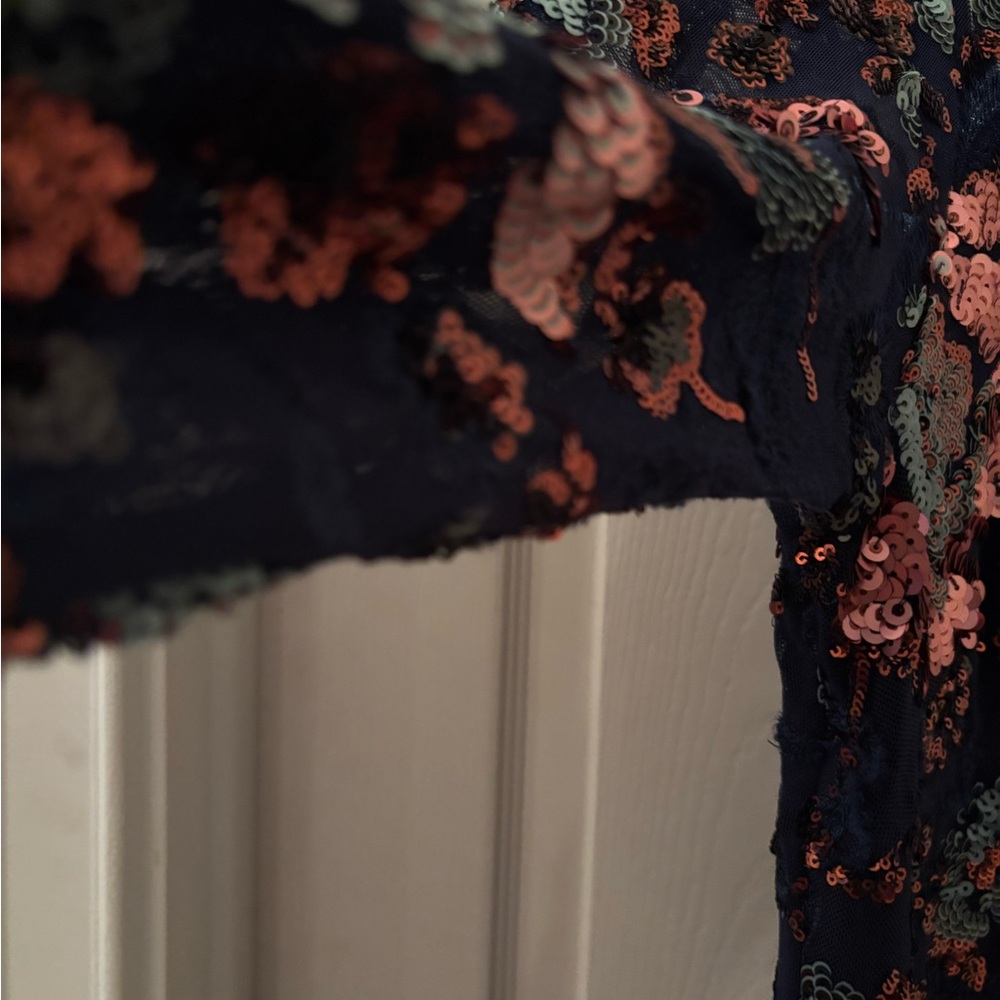 Anthropologie Floral Sequin Long Sleeve Mini Dress - Picture 16 of 16
